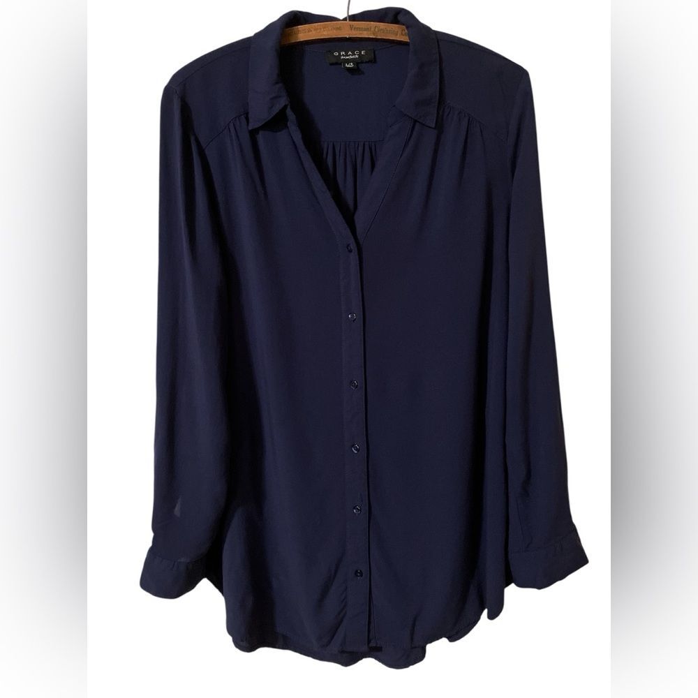 Grace “The Perfect Fit” Blouse Size L Office Casual Business Closet Staple